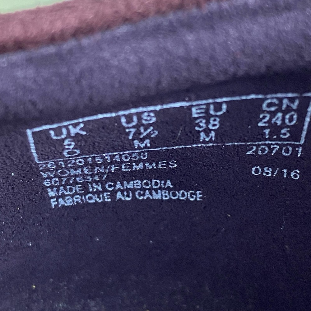 Clarks Vendra Bloom Wedge Heels Sz 7.5 Burgundy Plum Suede Sip-Ons - Picture 8 of 10